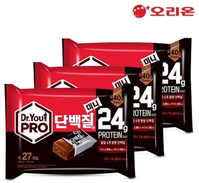 오리온 닥터유프로 단백질바 미니(약27개입 총280g) x 3개, 280g