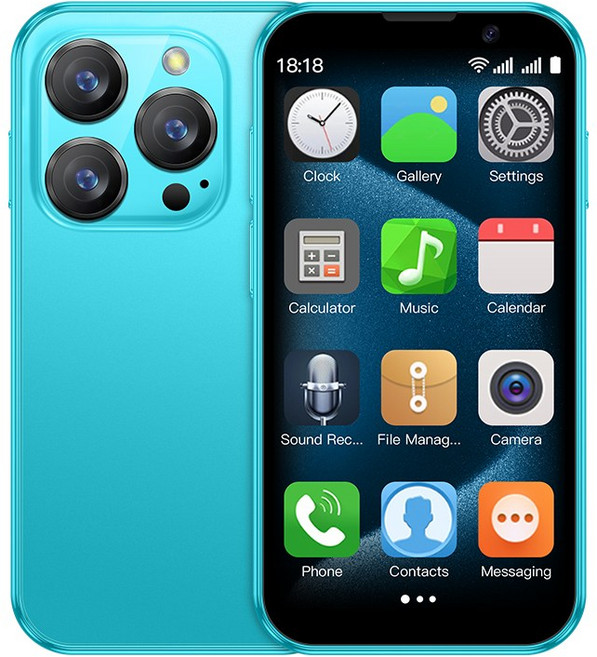 SOYES XS18 Pro 미니 안드로이드 8.1 스마트폰 3.0인치 디스플레이 2GB RAM 16GB ROM 얼굴인식 듀얼 SIM 스탠바이 3G 리틀폰, 블루 그린