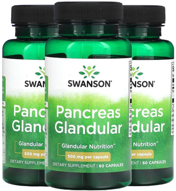 스완슨 췌장 분비선 500mg 캡슐 60정, 3개 - 쿠팡
