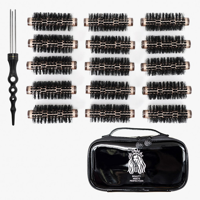 아타라 세라믹 럭스펌 헤어브러쉬 세트, Black & Rose Gold, 1개