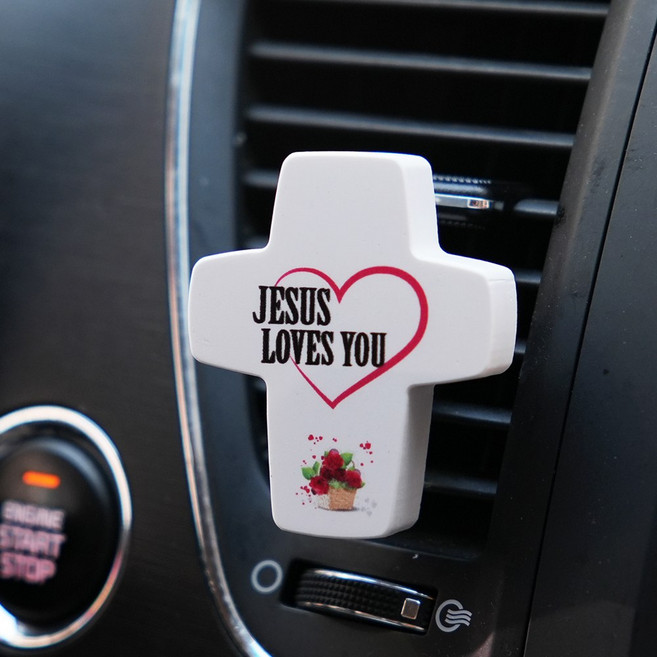차량용 십자가석고방향제, JESUS LOVES YOU, 가든파티
