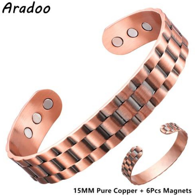 네오디뮴팔찌 에너지 활력 자석 건강 팔찌 생명의 나무 순수 구리 3500 가우스 강력한 자기력, 1개