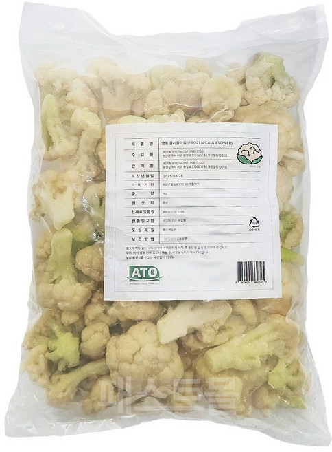 제이케이푸드 아토 냉동 콜리플라워 1kg 손질 커리플라워 냉동야채 급식 업소용 컬리플라워, 1개