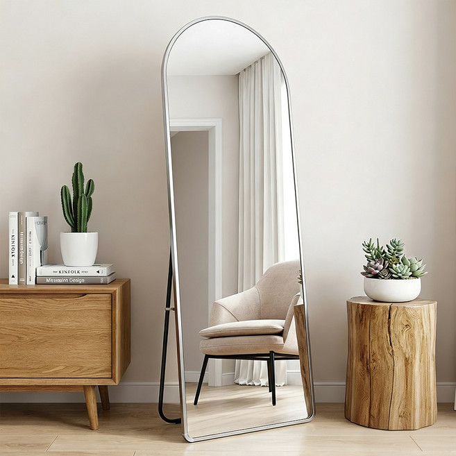Uri Jip 아치형 전신거울 스탠드 거치형, 화이트