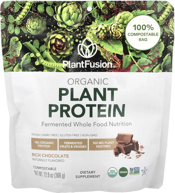 PlantFusion 유기농 식물 단백질 리치 초콜릿 366g(12.9oz), 1개, 366g - 쿠팡
