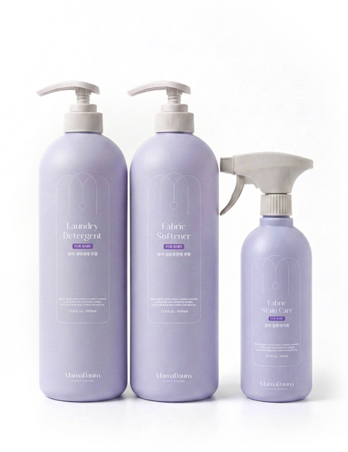 마마다움 유아 아기 안심 세탁세제 유연제 얼룩제거제 무향 3개 세트