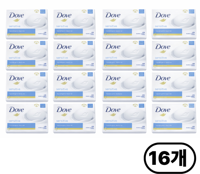 도브 센서티브뷰티바 저자극 목욕비누 대용량, 135g, 16개입