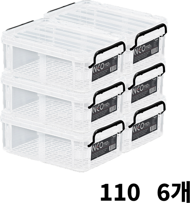 코멕스 네오박스 110 반투명 리빙박스, 없음, 화이트, 6개