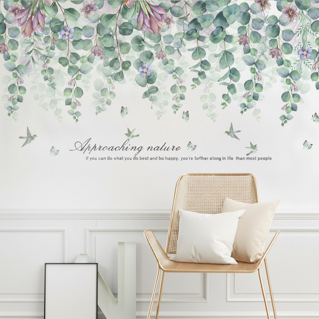 바이앤뷰 포인트 벽장식 인테리어 스티커, 유칼립투스