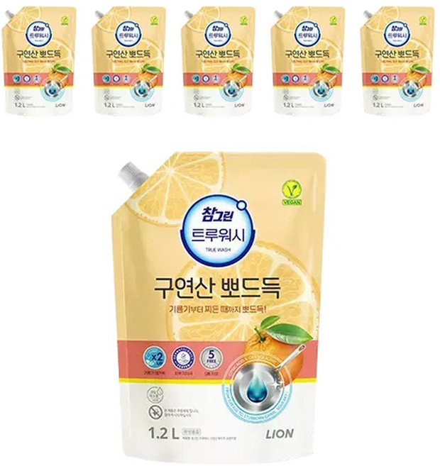 참그린 트루워시 구연산 오렌지 리필 1.2kg 6개