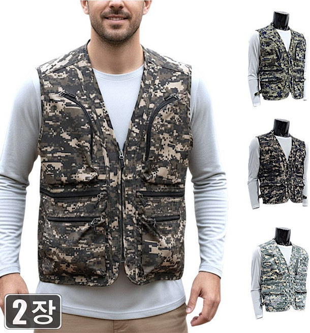 [1+1 웨어몬] 봄가을 밀리터리 KALBh 반달 면조끼 작업복 등산 아웃도어 코튼