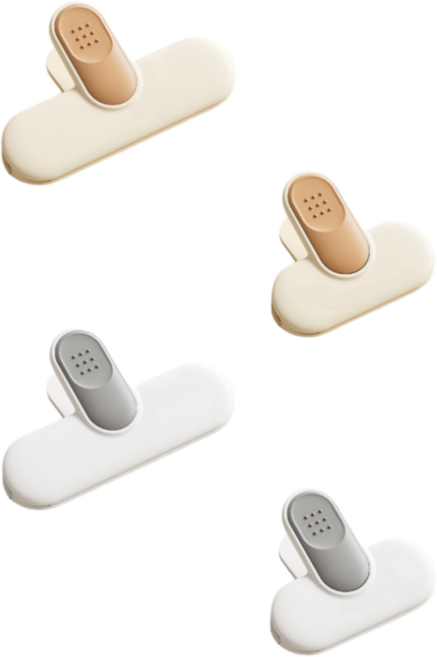 VergHatia 밀봉클립 과자봉지 밀폐집게 스낵클립 대형 4종 세트, 4개, 회색 & 카키색