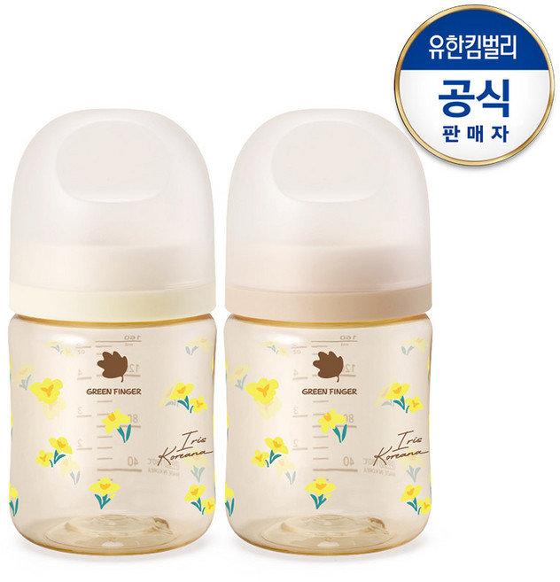 베베그로우 PPSU 노랑붓꽃 젖병 트윈팩 160ml(노꼭지), 160ml, 1세트