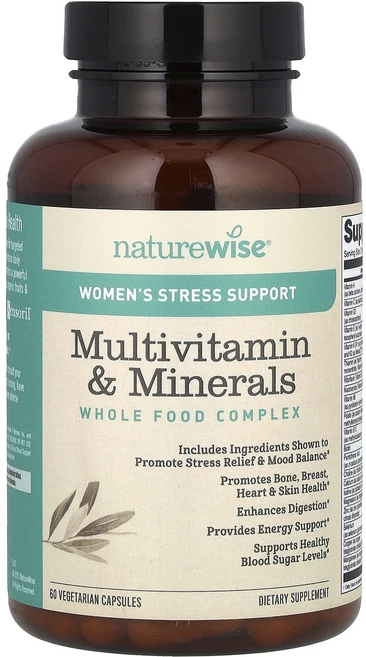 단백질 비타민 철분 마그내슘 칼슘 NatureWise 여성용 종합비타민 & 미네랄 베지 캡슐 60정 고루고루섭취해주세요, NatureWise여성용종합비타민미네랄베지캡슐60정, 1개 - 쿠팡