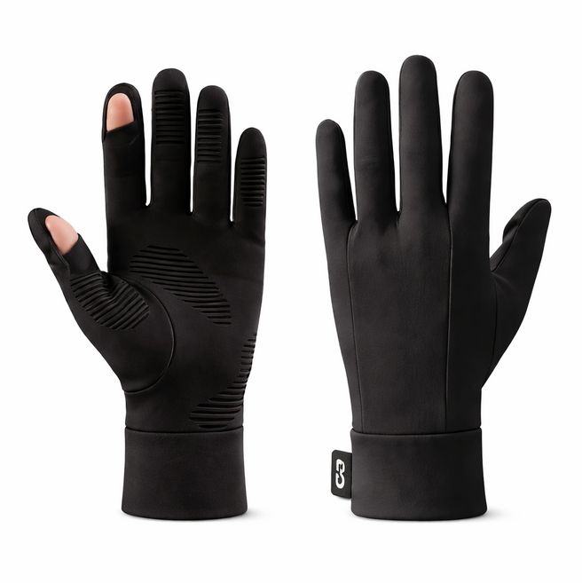 이거슨픽 손가락터치 충격흡수 방한 자전거장갑, 1개, 블랙