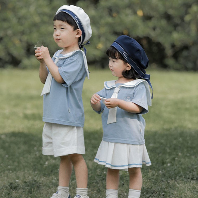 小不點兒 兒童學院風水手領短袖套裝