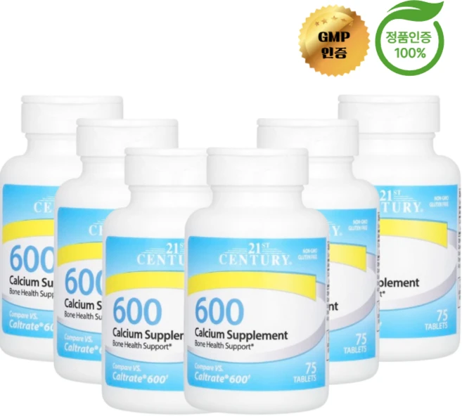 3+3 21st 센추리 칼슘 보충제 600mg 마그네슘실리케이트 75정, 6개 - 쿠팡