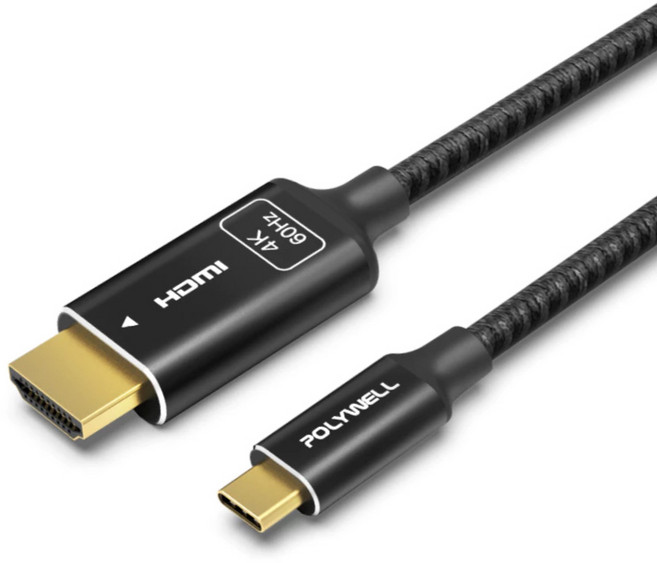 POLYWELL Type-C 轉 HDMI 影音傳輸線 黑色 Type-C轉HDMI 4K, 3m, 黑色_Type-C轉HDMI 4K, 1條