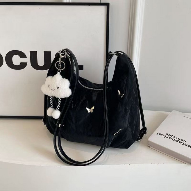 簡約高級感包包 韓系 新款時尚雙肩後背包 多用單肩水桶托特包 大容量女包學生後背包, 黑色【加厚升級版】,單獨包包