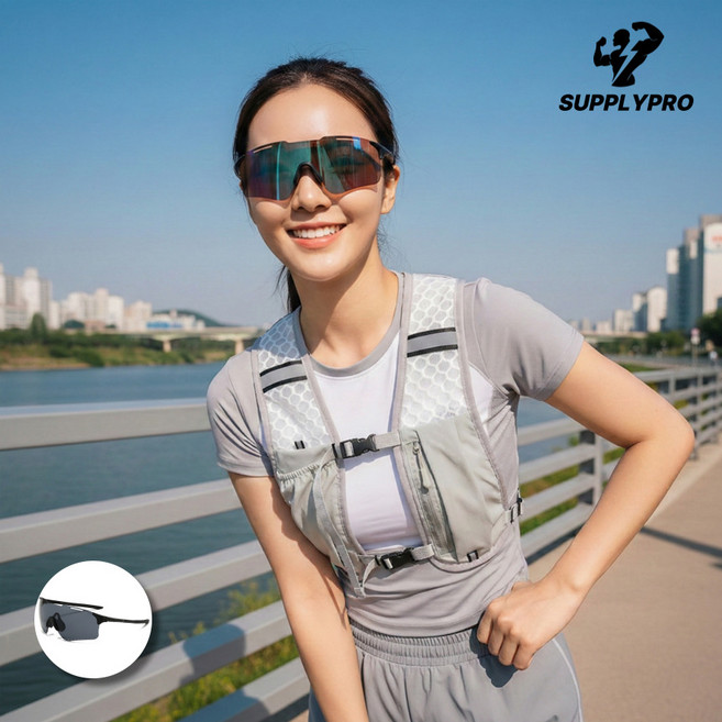 초경량 러닝 스포츠선글라스 자외선차단 편광 23g, 1개, 블랙블랙