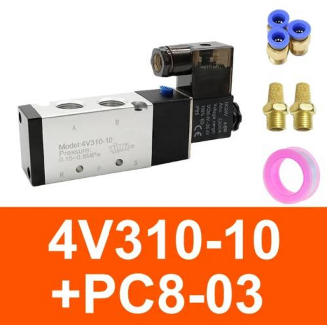 공압 전기 솔레노이드 밸브 공기 가스 마그네틱 5 웨이 2 위치 제어 4V110-06 4V210-08 4V310-10 4V410-15 DC12V 24V AC220V, 1개