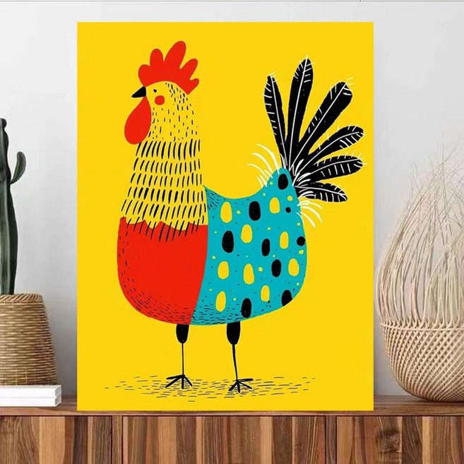 DIY 명화그리기 유화세트 그림 그리기 동물2 (40x50cm), 1세트, 닭