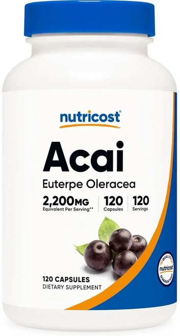 뉴트리코스트 아사이베리 추출물 2200mg 캡슐 Nutricost Acai Extract, 1개, 120정 - 쿠팡