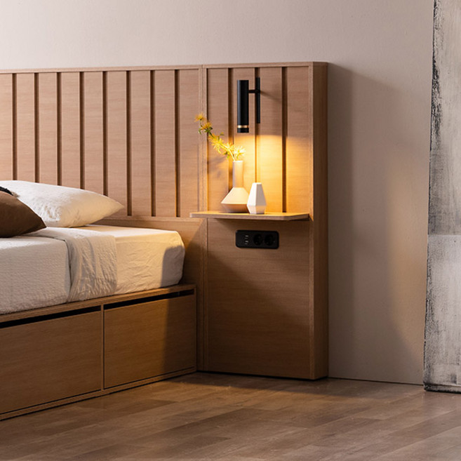 삼익가구 올리 프리미엄 빅수납 호텔 침대 SS Q K, 오크, 추가구매. LED 프리미엄 사이드 협탁