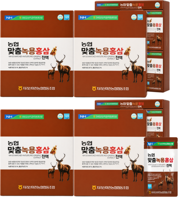 HnF 농협 맞춤 녹용홍삼진액 6년근국산홍삼 러시아산녹용 선물용 식약처인증 HACCP, 4개, 2.1L