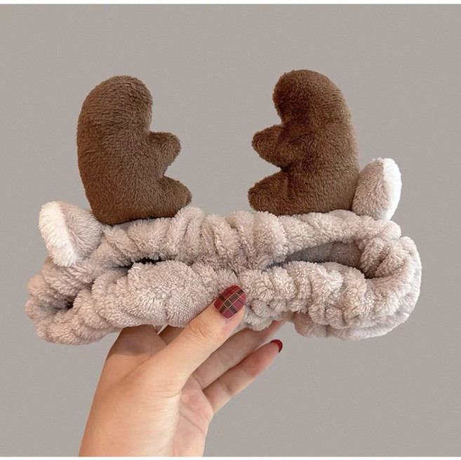 귀여운 동물 캐릭터 세안밴드 클렌징 머리띠 1+1, 2개, 사슴(브라운)