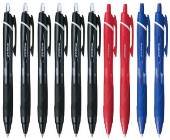 유니 제트스트림 단색 볼펜 혼합색상, 단색볼펜 0.7mm 혼합10개(흑6청2적2)