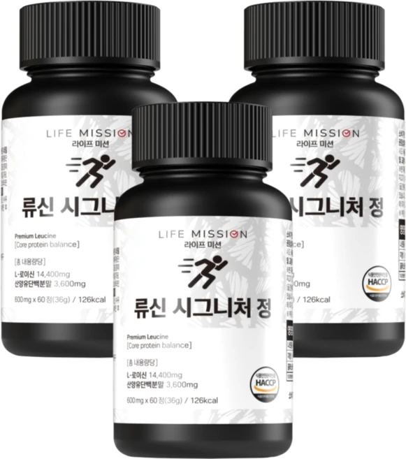 라이프미션 고함량 류신 아미노산 BCAA, 3개, 60정 - 쿠팡