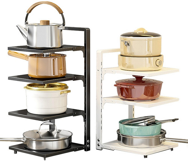 헬퍼파크 후라이팬 냄비 다용도 정리대, 화이트, 3단