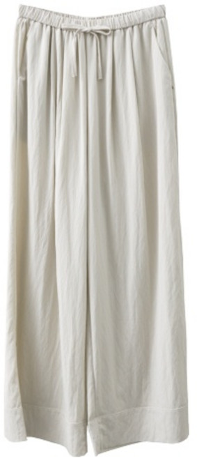 抽繩假反摺寬褲／鬆緊腰闊腿褲