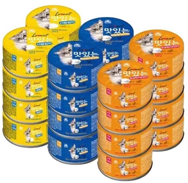 고양이캔간식 러브잇 맛있는캔 3종혼합 160g 24개 레드라벨