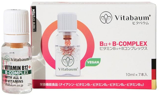 공식 VitabaumVitabaum B12+ B-COMPLEX/비타바움 비콘 플렉스 7개들이 비타민 B군 마시는 비타민 B 첨가물 미사용 독일 비건 인증 V-LABEL 취득, 1개, 1g