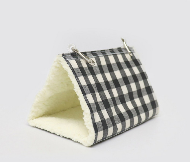 앵무새 침대 고어텍스 보들보들 양털소재 체크블랙침대 (소) / 새 앵무새 용품, 1개