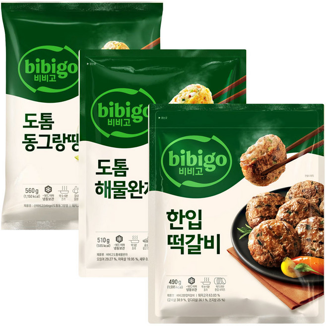 비비고(도톰동그랑땡560g+도톰해물완자510g+한입떡갈비490g), 1세트, 1.56kg