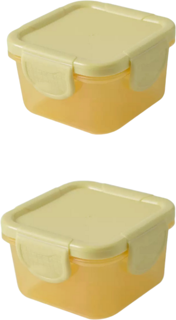 휴대용 신선용기 야채보관 반찬통 냉장고 정리 용기 8.6CM, 옐로우밀폐용기2p, 1세트