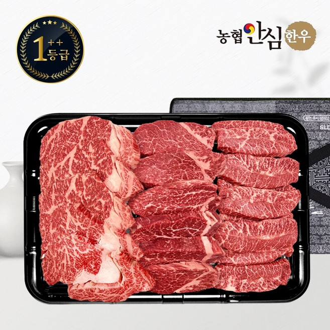[농협안심한우] 1++등급 한우 선물세트 채반 구이4호 1kg (등/안/부), 1000g, 1세트
