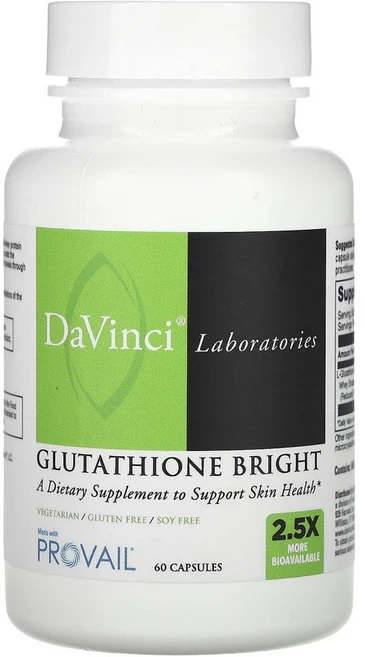 DaVinci Laboratories Glutathione Bright 200 mg 60 Capsules, 60 Count, 60정, 1개 - 쿠팡