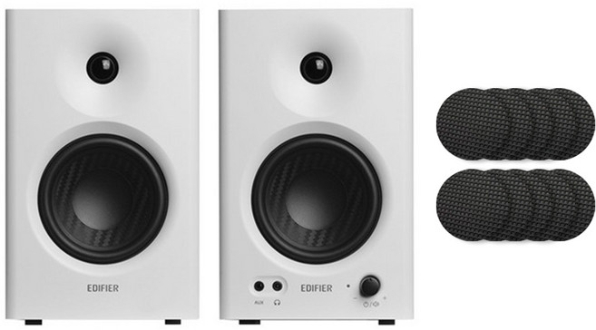 에디파이어 스튜디오 모니터 스피커 MR4+미끄럼방지매트 패드 10개입, 화이트