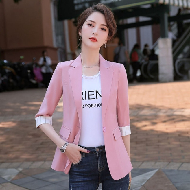 西裝外套休閒西服(中袖薄款垂感春季女外套5色74co41)【時尚巴黎】