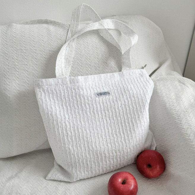 에브리테일 미니 도트 화이트 에코백 여행용 세컨백