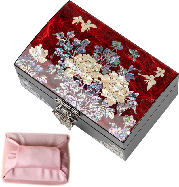 스튜디오아윤 목단자개보석함, 레드보자기, 1개