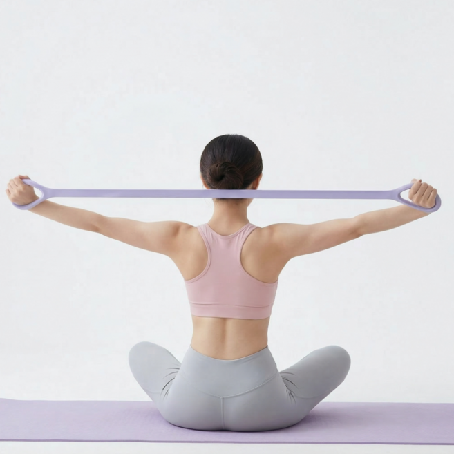 매일다미 어깨 스트레칭 밴드, 1개, 핑크+바이올렛