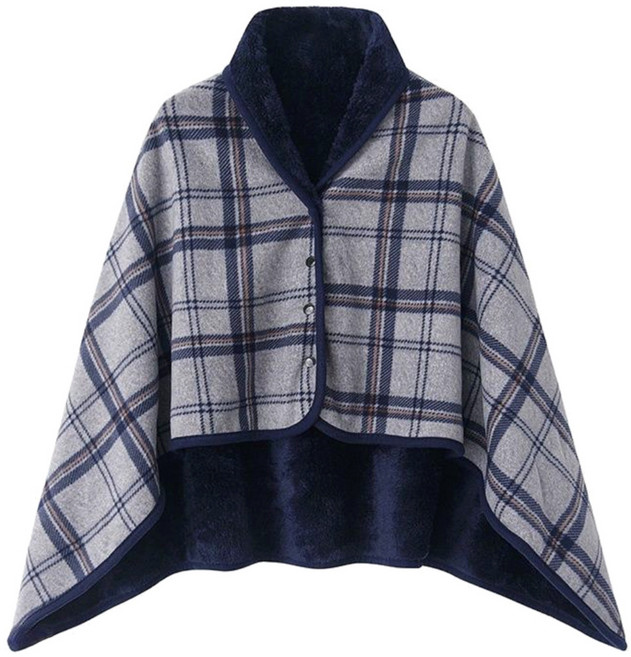 미소라인F 똑딱이 망토담요 무릎담요 극세사담요, 그레이, 1개