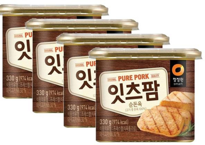 청정원 잇츠팜 순돈육 캔햄, 330g, 4개