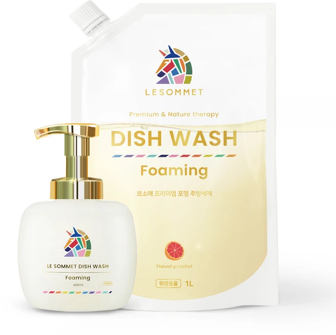 르소메 프리미엄 포밍 친환경 1종 주방세제 400ml 본품 1개+리필 1000ml 1개, 1개 - 쿠팡