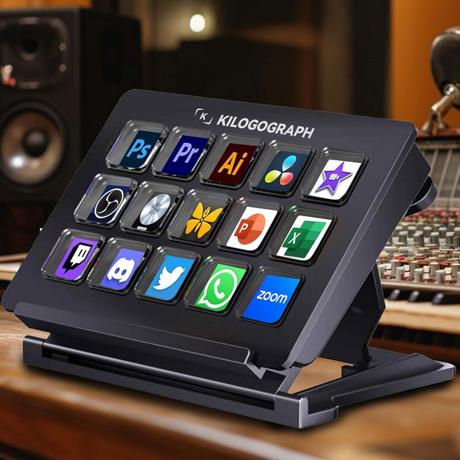 킬로그래프 스트림 도크 - PC용 스팀덱 콘텐츠 크리에이터 게이머용 미라박스 스트리밍 컨트롤러 프로그래머블 매크로 게이밍 키보드 라이브 설정 OBS 유튜브 포토샵 트위치